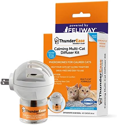 ThunderEase Multicat Calming Pheromone Diffuser Kit | Powered by FELIWAY | Reduce Cat Conflict, Tension and Fighting (30 Day Supply)  Pet Supplies