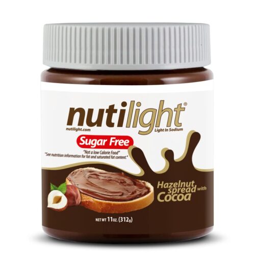 Nutilight Sugar Free Hazelnut Spread with Cocoa, Friendly, Vegan, Kosher, Non-GMO,100% Natural, Cholesterol-Free, Gluten-Free, and Soy-Free, 11 Ounces (Pack of 1)