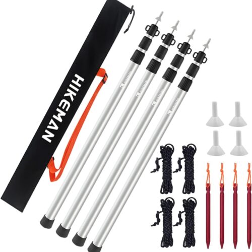 HIKEMAN Tarp Poles Adjustable Aluminum Telescoping Tarp Poles, Lightweight Canopy Poles Portable Tent Poles for Outdoor Camping Backpacking Awning