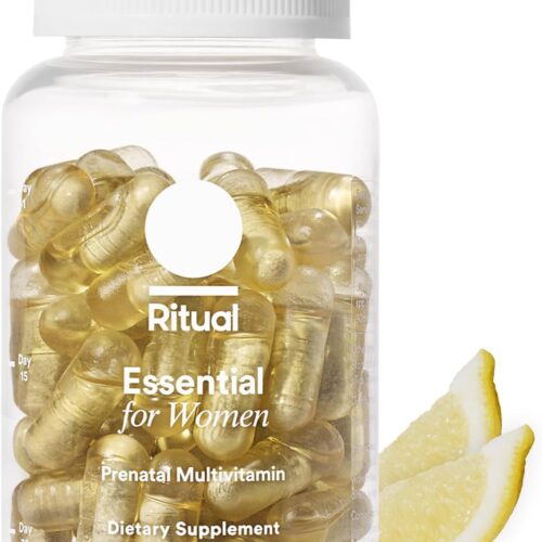 Ritual Prenatal Vitamins: Folate & Choline for Neural Tube Support, Omega-3 DHA for Fetal Brain Development, Iron, Calcium-Helper D3 & K2, Non-GMO, Citrus Essenced, 30 Day Supply, 60 Vegan Capsules