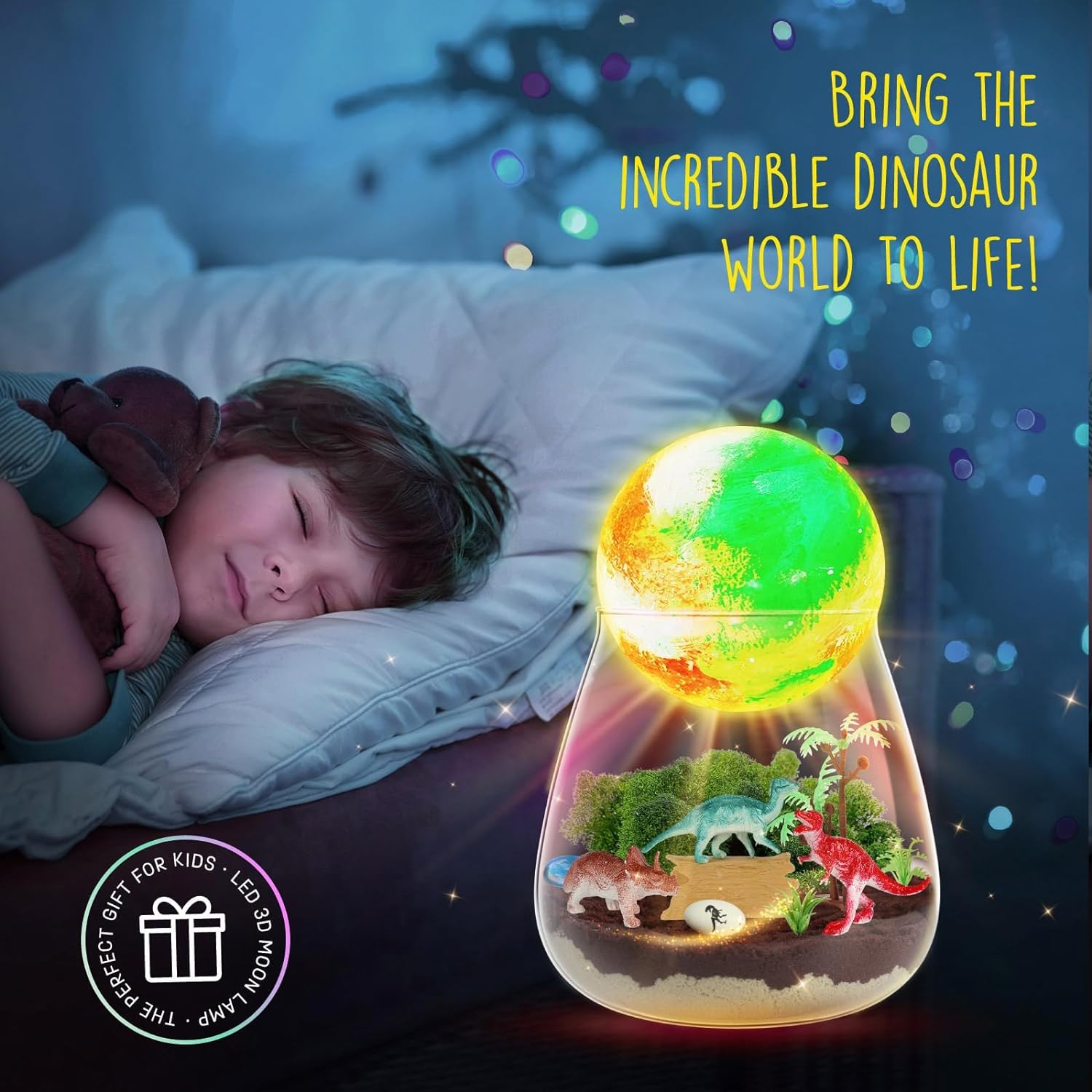 Dinosaur Toys for Boys - Dinosaur Terrarium Crafts with DIY Moon Lamp Kit - Birthday Gift for Boys Ages 4 5 6 7 8-12 Year Old - Easter Arts and Crafts for Boys and Kids - Image 4