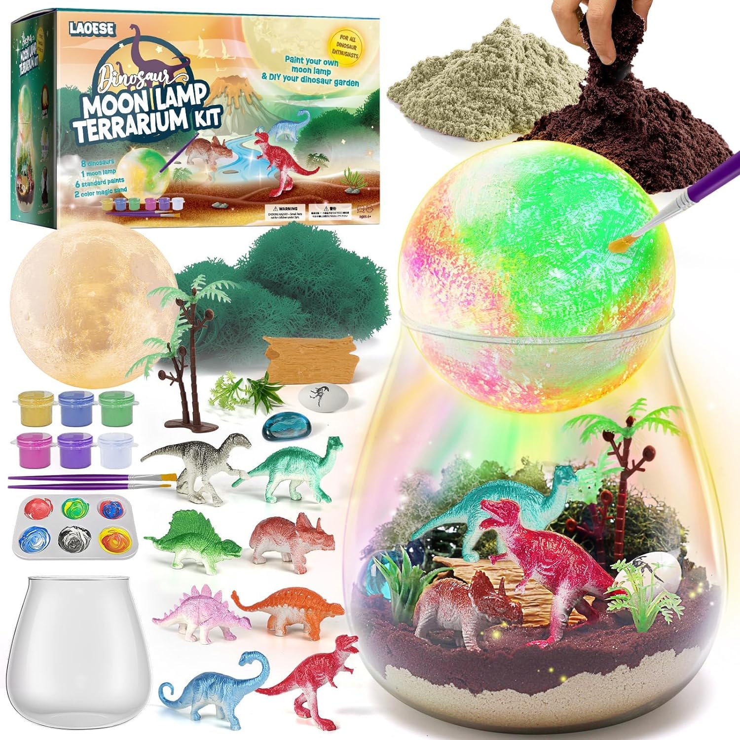 Dinosaur Toys for Boys - Dinosaur Terrarium Crafts with DIY Moon Lamp Kit - Birthday Gift for Boys Ages 4 5 6 7 8-12 Year Old - Easter Arts and Crafts for Boys and Kids