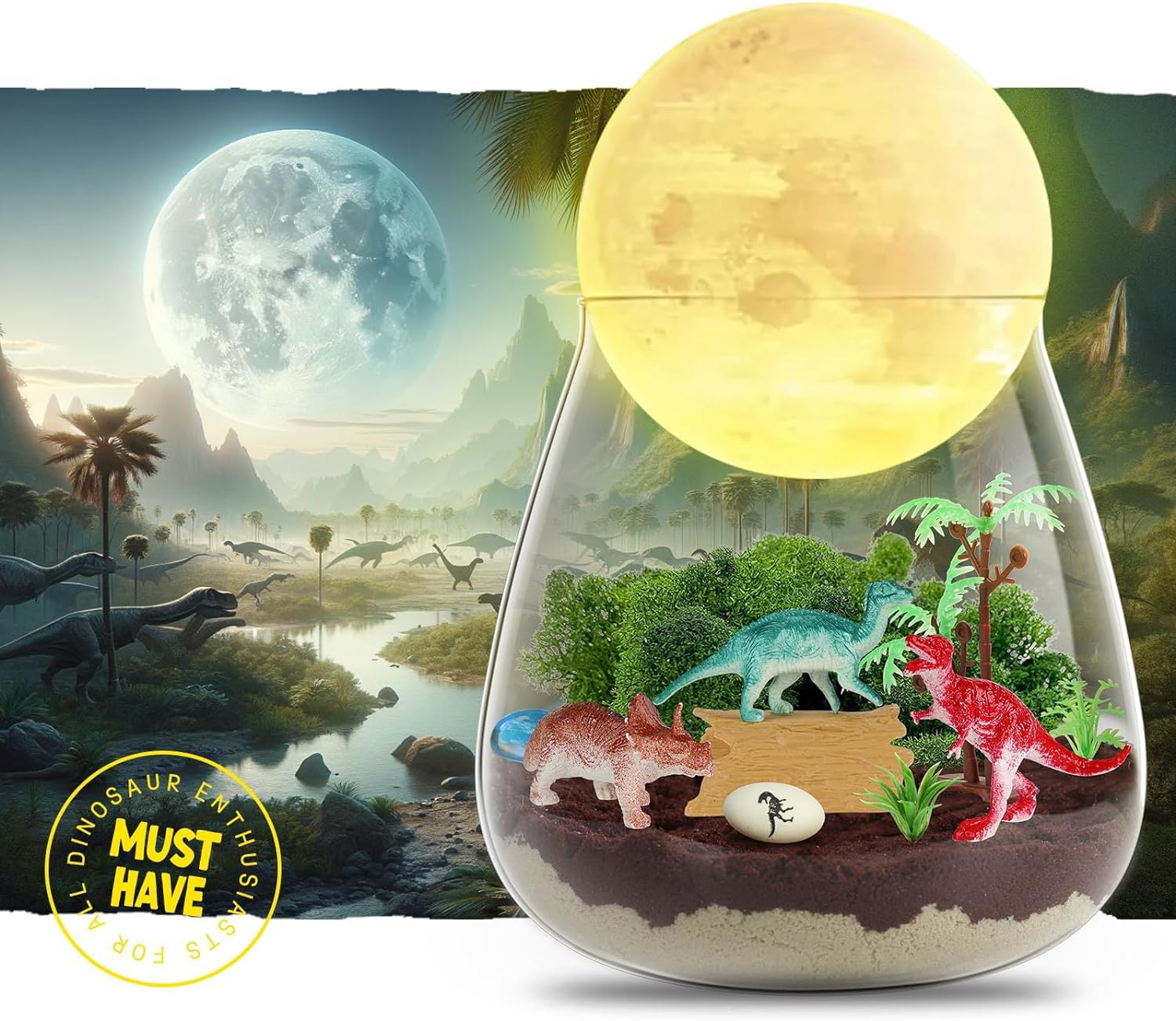 Dinosaur Toys for Boys - Dinosaur Terrarium Crafts with DIY Moon Lamp Kit - Birthday Gift for Boys Ages 4 5 6 7 8-12 Year Old - Easter Arts and Crafts for Boys and Kids - Image 2