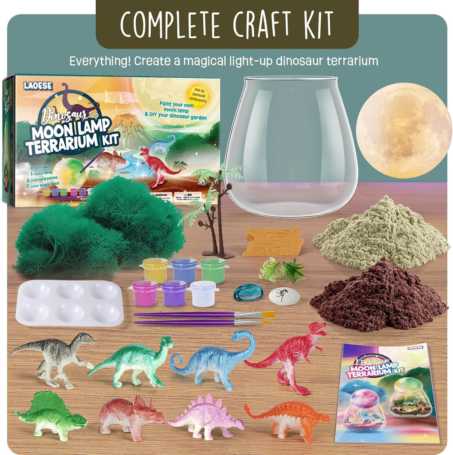 Dinosaur Toys for Boys - Dinosaur Terrarium Crafts with DIY Moon Lamp Kit - Birthday Gift for Boys Ages 4 5 6 7 8-12 Year Old - Easter Arts and Crafts for Boys and Kids - Image 5
