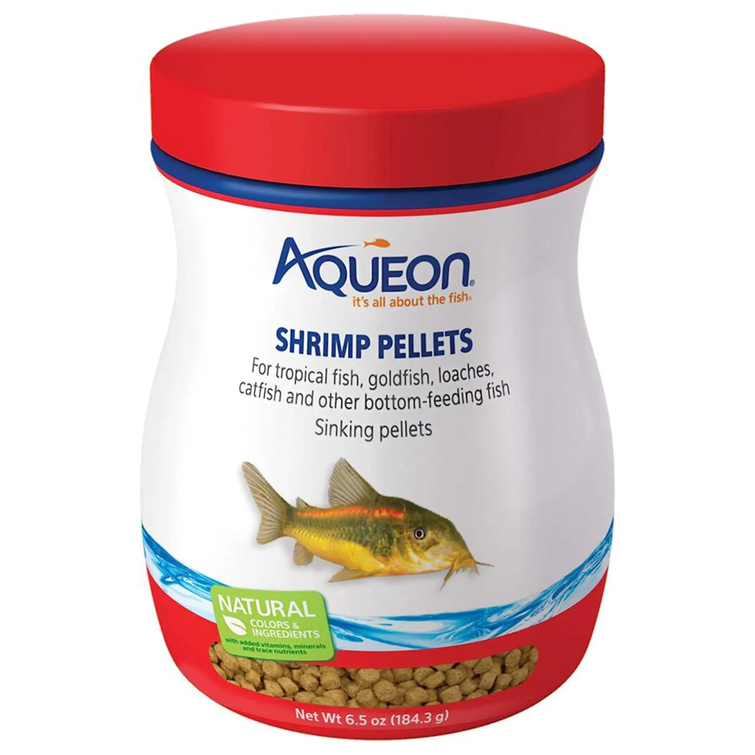 Aqueon Shrimp Pellets Sinking Food for Tropical Fish, Goldfish, Loaches, Catfish and Other Bottom Feeding Fish, 6.5 Ounces