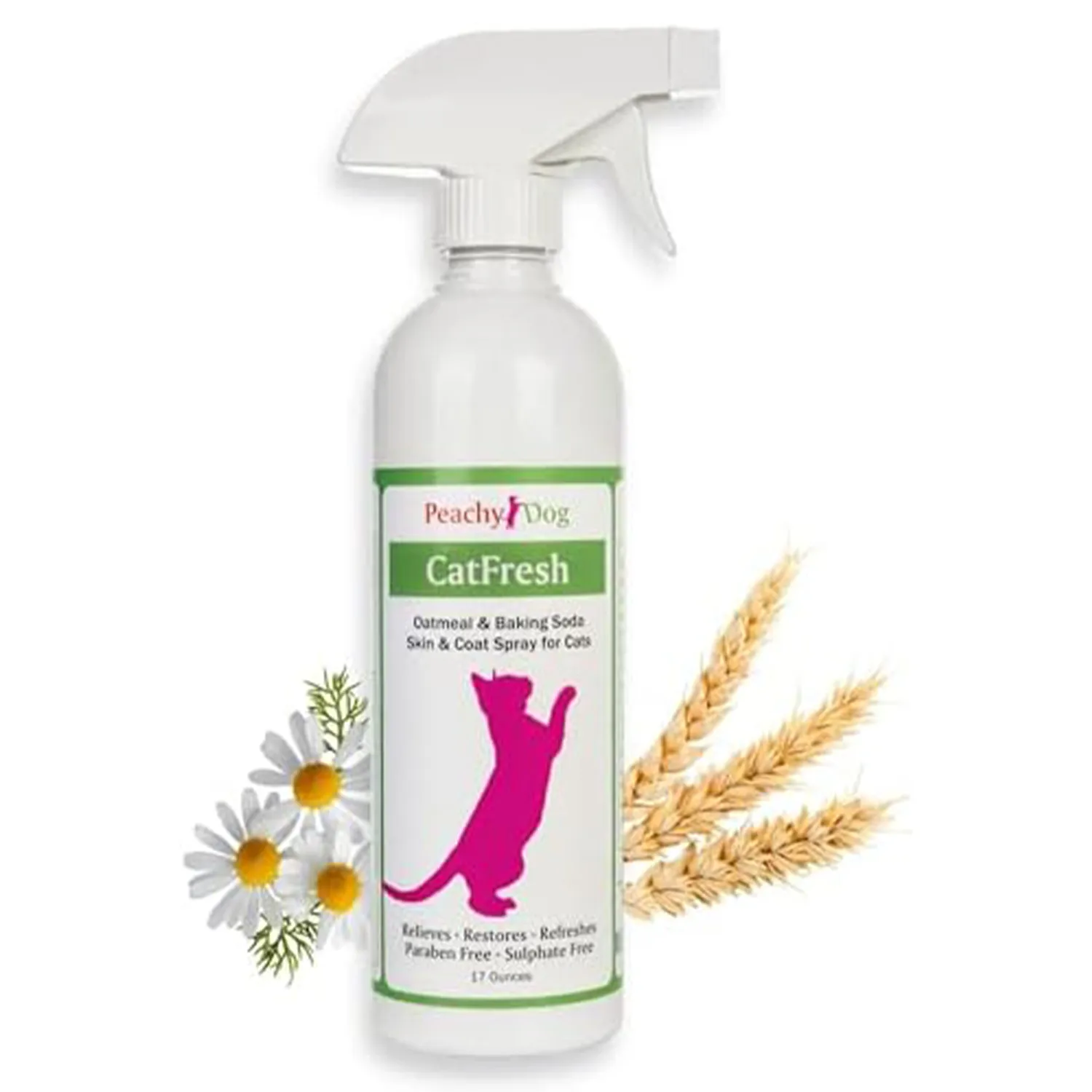 CatFresh Oatmeal & Baking Soda Spray (17oz) | Waterless Cat Shampoo and Conditioner | Natural Dry Skin Relief for Cats | Pet Dander Remover | Detangler | Essential Kitten & Cat Grooming Supplies  Pet Supplies