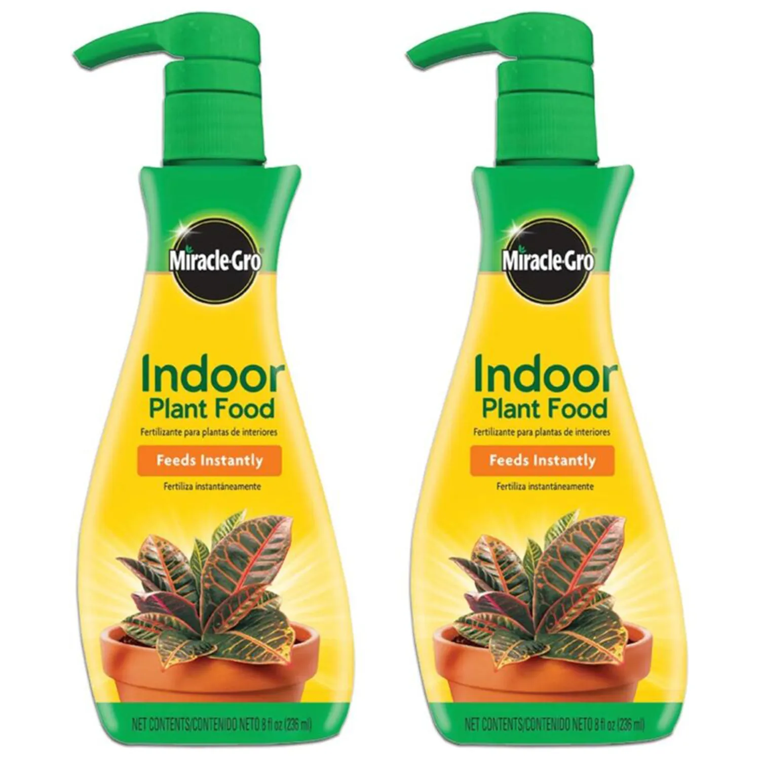 Miracle-Gro Indoor Plant Food (Liquid), 8 oz., Instantly Feeds All Indoor Houseplants Including Edibles, 2-Pack