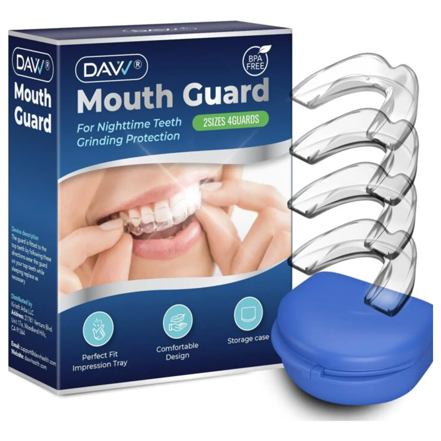 Mouth Guard for Clenching Teeth at Night Upgraded Night Guards for Teeth Grinding Professional Mouth Guard for Grinding Teeth Stops Bruxism and Teeth Clenching 2 Sizes with Hygiene Case (4 Piece Set)