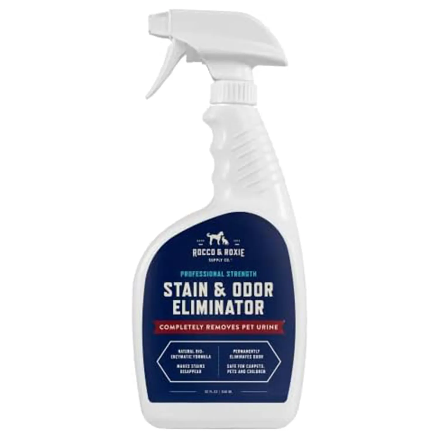 Rocco & Roxie Supply Co. Stain & Odor Eliminator for Strong Odor, 32oz Enzyme Pet Odor Eliminator for Home, Carpet Stain Remover for Cats & Dog Pee, Enzymatic Cat Urine Destroyer, Carpet Cleaner Spray  Pet Supplies
