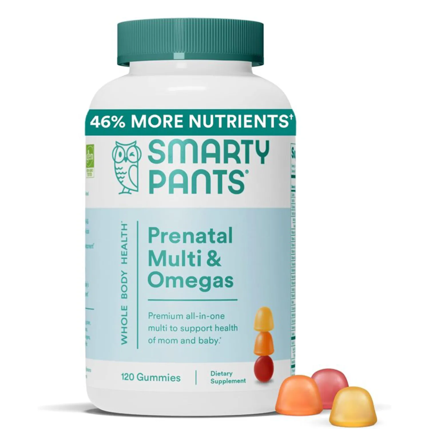 SmartyPants Prenatal Vitamins for Women, Multivitamin Gummies: Omega 3 Fish Oil (EPA/DHA), Biotin, Methylfolate,Vitamin D3,C, Vitamin B12, B6,Vitamin A, K & Zinc,120 Count(30 days)(Packaging may vary)