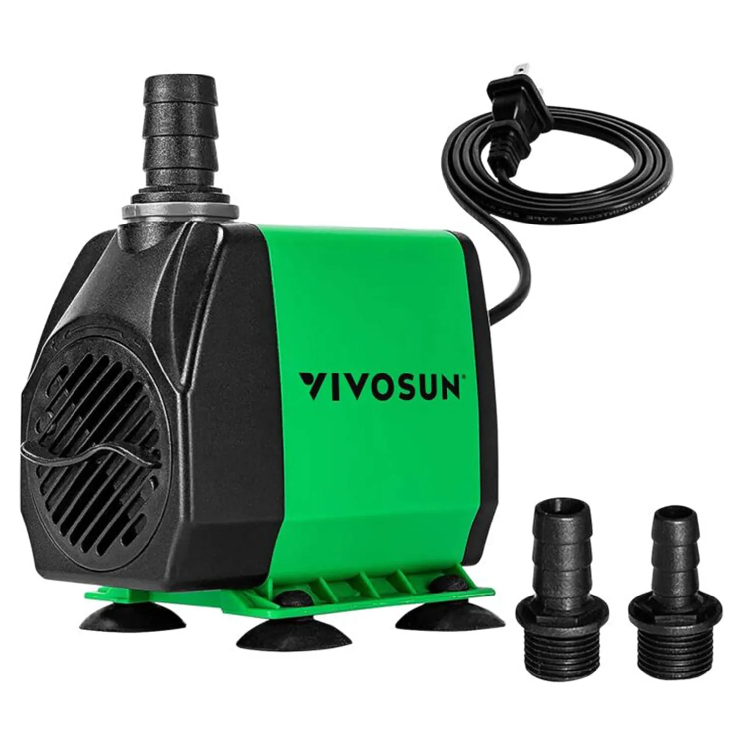 VIVOSUN 800GPH Submersible Pump(3000L/H, 24W), Ultra Quiet Water Fountain Pump with 10ft. High Lift with 6.5ft. Power Cord, 3 Nozzles for Fish Tank, Pond, Aquarium, Statuary, Hydroponics Green