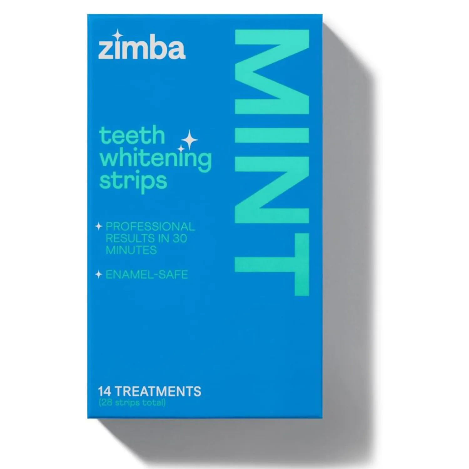 Zimba Teeth Whitening Strips Vegan Whitening Strip Enamel Safe Teeth Whitening Hydrogen Peroxide Teeth Whitener for Coffee, Wine, Tobacco, and Other Stains, 28 Strips (14 Day Treatment), Mint